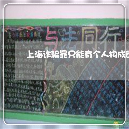 上海诈骗罪只能有个人构成的/2023032242592