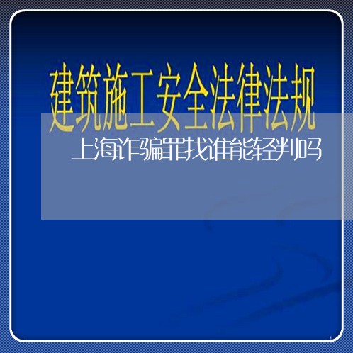 上海诈骗罪找谁能轻判吗/2023041159260