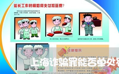 上海诈骗罪能否单处罚金/2023041108040