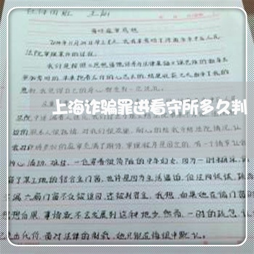 上海诈骗罪进看守所多久判/2023031940502