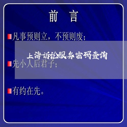 上海诉讼服务密码查询 上海诉讼服务密码查询