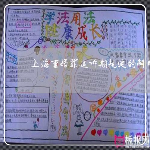 上海重婚罪追诉期规定的解释/2023032137957