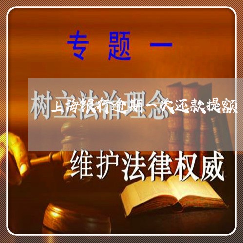 上海银行逾期一次还款提额 上海银行逾期一次还款提额