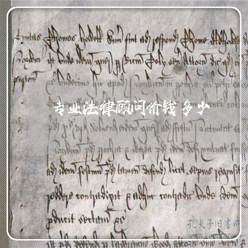 专业法律顾问价钱多少