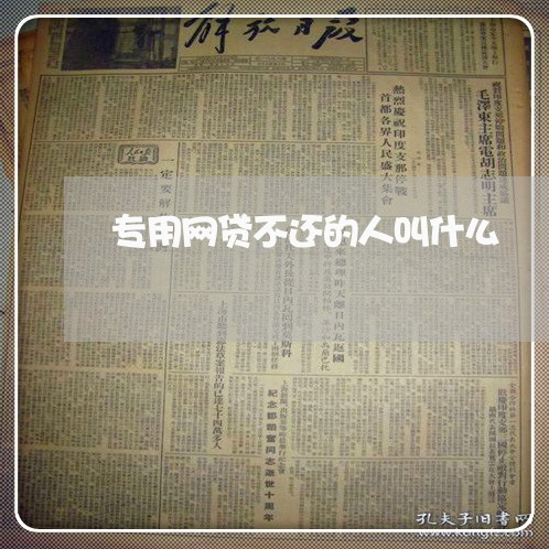 专用网贷不还的人叫什么