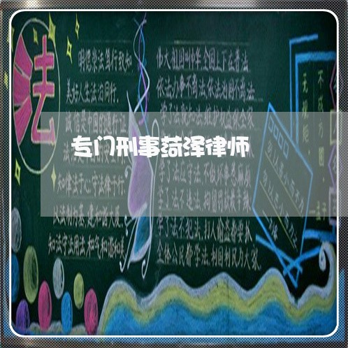 专门刑事菏泽律师