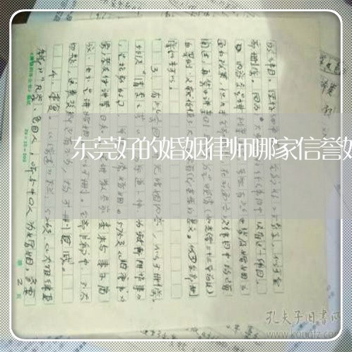 东莞好的婚姻律师哪家信誉好