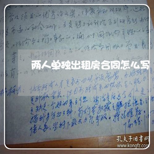 两人单独出租房合同怎么写/2023061524047