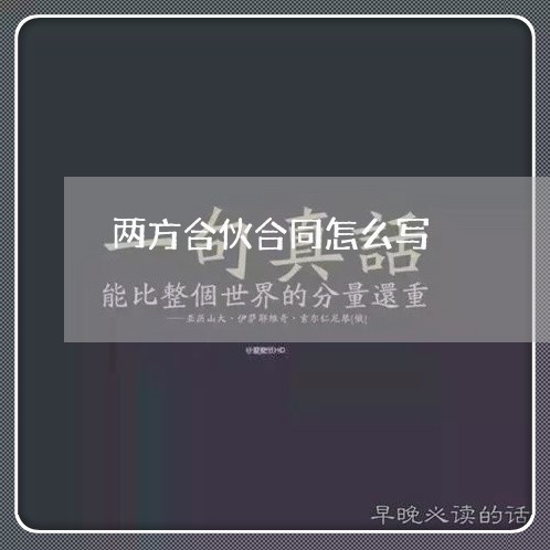 两方合伙合同怎么写/2023041354516