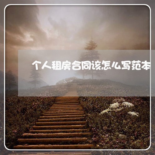 个人租房合同该怎么写范本/2023040960363 个人租房合同该怎么写范本/2023040960363