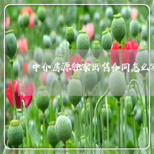 中介房源独家出售合同怎么写/2023011671806 中介房源独家出售合同怎么写/2023011671806