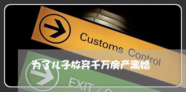 为了儿子放弃千万房产离婚 为了儿子放弃千万房产离婚