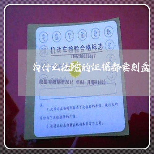 为什么法院的证据都要刻盘
