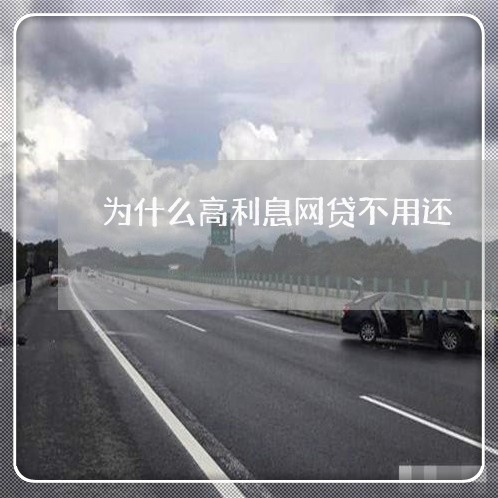 为什么高利息网贷不用还/2023120784038