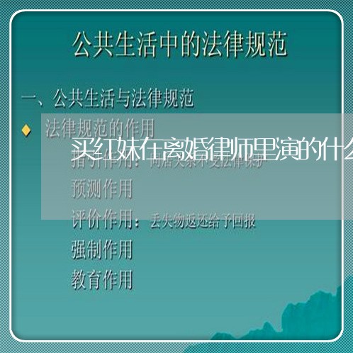 买红妹在离婚律师里演的什么