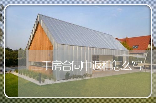二手房合同中返租怎么写/2023060774716 二手房合同中返租怎么写/2023060774716