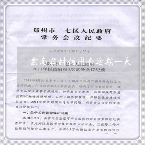 云南农村信用卡逾期一天 云南农村信用卡逾期一天
