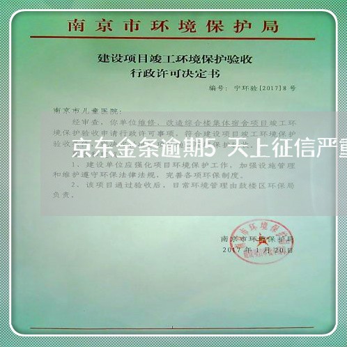 京东金条逾期5天上征信严重吗 京东金条逾期5天上征信严重吗