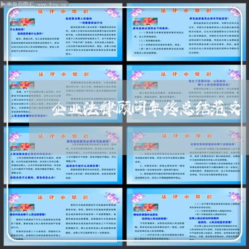 企业法律顾问年终总结范文 企业法律顾问年终总结范文