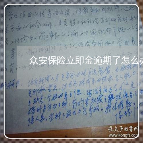 众安保险立即金逾期了怎么办