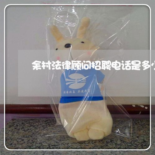 余村法律顾问招聘电话是多少 余村法律顾问招聘电话是多少