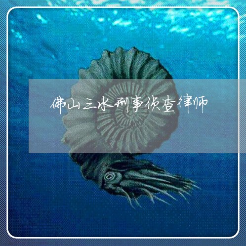 佛山三水刑事侦查律师