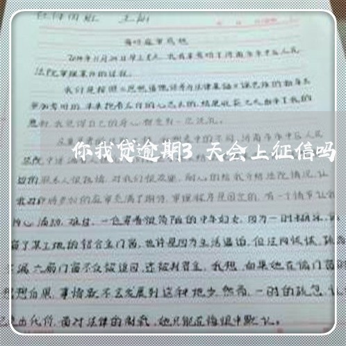 你我贷逾期3天会上征信吗/2023060988570