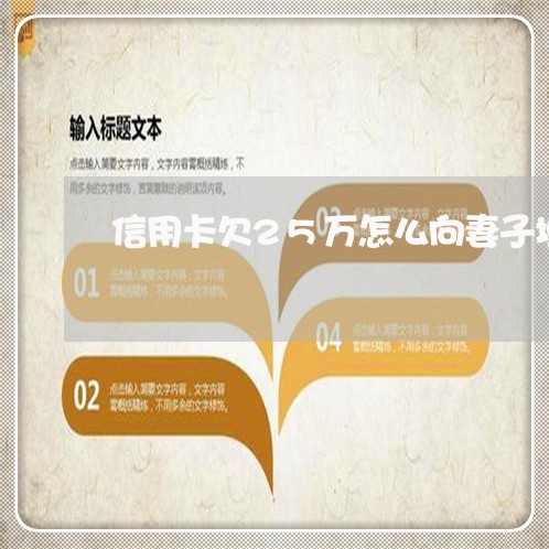 信用卡欠25万怎么向妻子坦白 信用卡欠25万怎么向妻子坦白