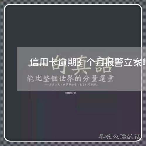 信用卡逾期3个月报警立案吗