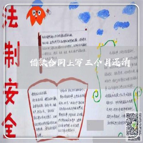 借款合同上写三个月还清/2023061561693 借款合同上写三个月还清/2023061561693