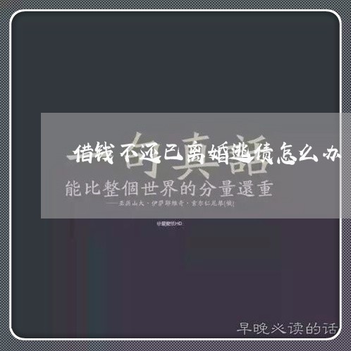 借钱不还已离婚逃债怎么办/2023060271615