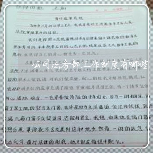 公司法务部工作制度有哪些 公司法务部工作制度有哪些