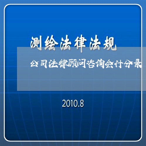 公司法律顾问咨询会计分录 公司法律顾问咨询会计分录