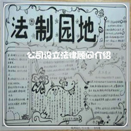 公司设立法律顾问介绍