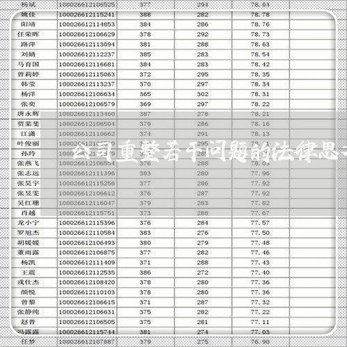 公司重整若干问题的法律思考