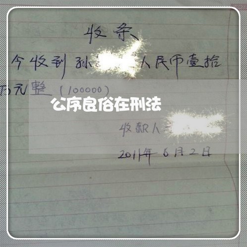 公序良俗在刑法 公序良俗在刑法