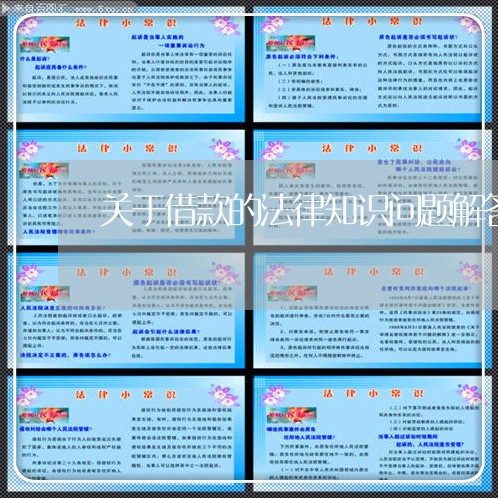 关于借款的法律知识问题解答