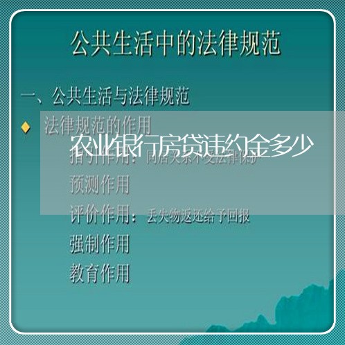 农业银行房贷违约金多少/2023042059470