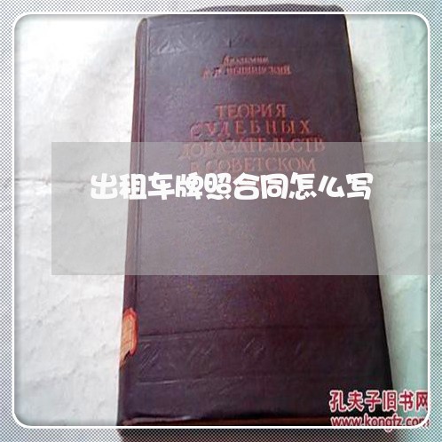 出租车牌照合同怎么写/2023041340714