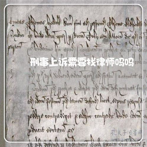 刑事上诉需要找律师吗吗