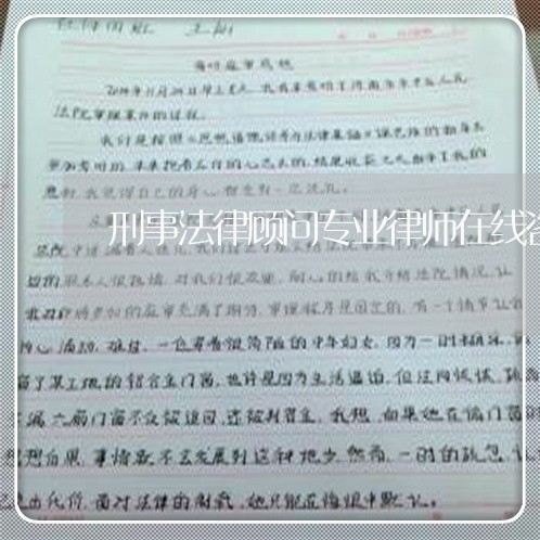 刑事法律顾问专业律师在线咨询