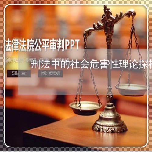 刑法中的社会危害性理论探析