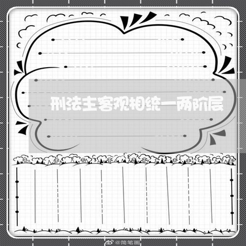 刑法主客观相统一两阶层