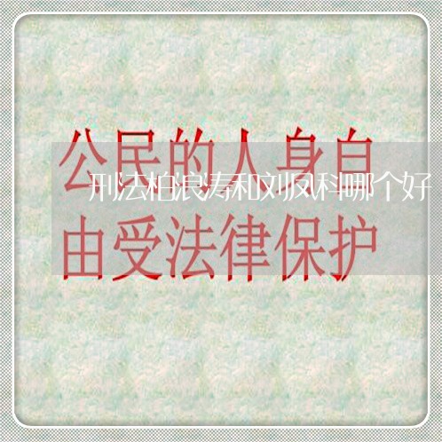 刑法柏浪涛和刘凤科哪个好