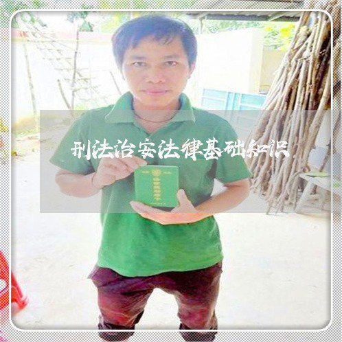 刑法治安法律基础知识
