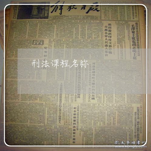 刑法课程名称 刑法课程名称