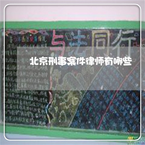 北京刑事案件律师有哪些 北京刑事案件律师有哪些