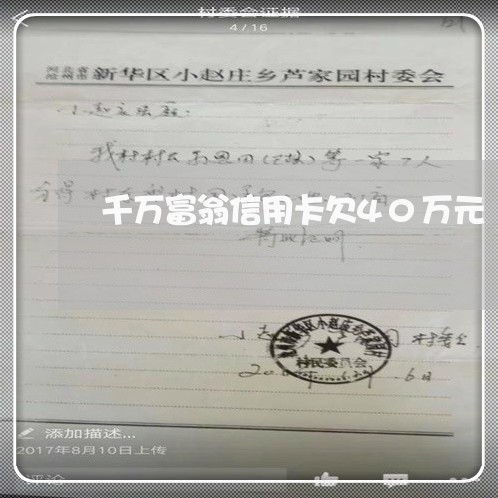 千万富翁信用卡欠40万元 千万富翁信用卡欠40万元