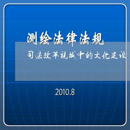 司法改革视域中的文化建设