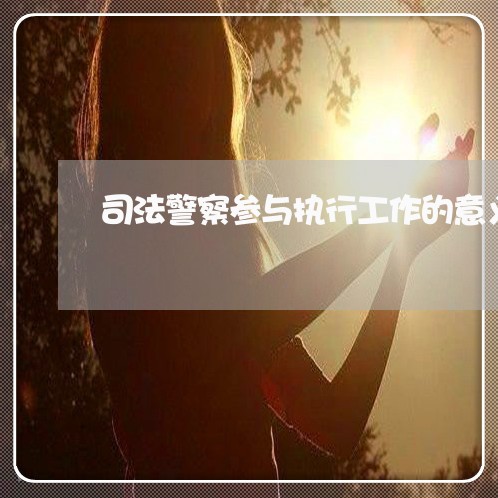司法警察参与执行工作的意义